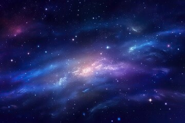 stunning cosmic landscape in shades of blue and purple filled with twinkling stars. Generative AI