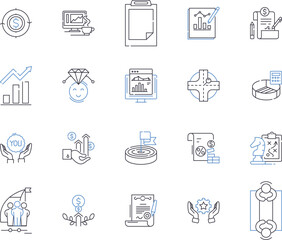 Strategy and concept outline icons collection. Strategy, Concept, Planning, Design, Tactics, Blueprint, Plan vector and illustration concept set. Formula, Structure, Approach linear signs