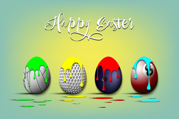 Happy Easter. Set eggs in the form of sport balls
