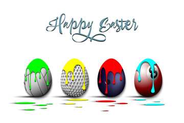 Happy Easter. Set eggs in the form of sport balls