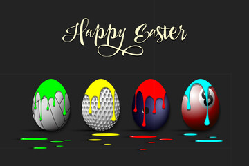 Happy Easter. Set eggs in the form of sport balls