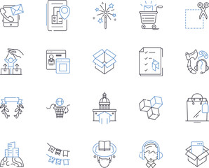 City and delivery outline icons collection. City, Delivery, Urban, Shipping, Logistics, Local, Courier vector and illustration concept set. Home, Destination, Delivery Service linear signs