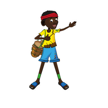 Ni&ntilde;o afro ecuatoriano, expresi&oacute;n cultural, cununo, bienvenida, sonrisa, feliz