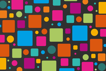 Abstract vector background, circle combined with square of different colors, orange, pink, yellow, blue