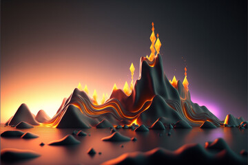 Lightning over the mountains, abstract theme colourful, element for backgrounds, banners, wallpapers, posters and covers. Generative Ai