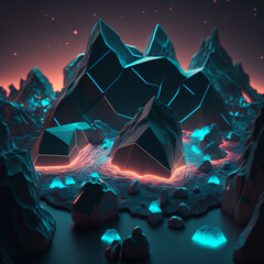 Lightning over the mountains, abstract theme colourful, element for backgrounds, banners, wallpapers, posters and covers. Generative Ai