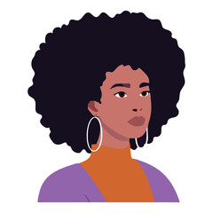 Afro-american Woman Character Flat Icon Isolated On White Background
