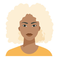 Afro-american Blonde Hair Woman  Flat Icon Isolated On White Background