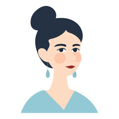 Brown Hair Girl Flat Icon Isolated On White Background