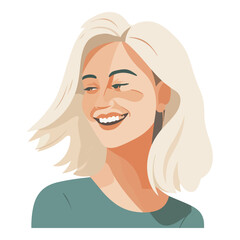 Blonde Hair Girl Flat Icon Isolated On White Background