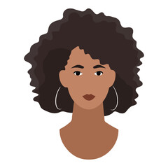 Afro-american Woman Character Flat Icon Isolated On White Background