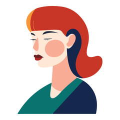 Red Hair Woman  Flat Icon Isolated On White Background