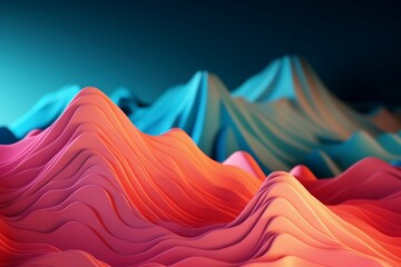 layered paper waves and mountains design background, colorful, vibrant gradient. generative AI