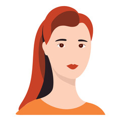 Red Hair Woman  Flat Icon Isolated On White Background