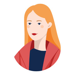 Red Hair Woman  Flat Icon Isolated On White Background