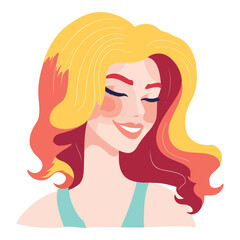 Red Hair Woman  Flat Icon Isolated On White Background