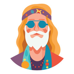 Hippie Man  Flat Icon Isolated On White Background