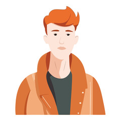 Fototapeta premium Young Man Character Flat Icon Isolated On White Background