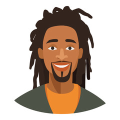 Afro-american Man  With Dreadlocks Flat Icon Isolated On White Background
