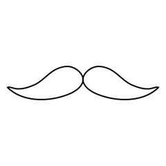 Old style black moustache, barber logo or icon, doodle style flat vector outline for coloring book