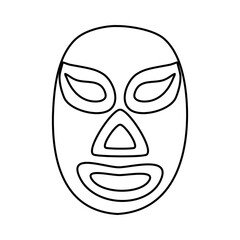 Mexican wrestling mask lucha libre or luchador mask, doodle style vector outline for coloring book