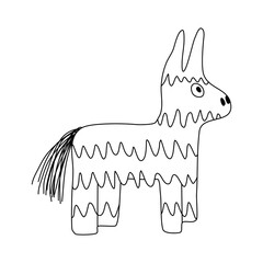 Mexican pinata donkey or llama, doodle style flat vector outline for coloring book © iuliia_n