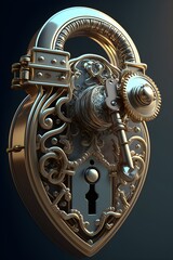 Obraz premium A close-up of a lock and key, representing security and protection of ideas.