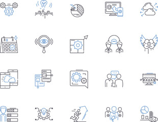 Organizational development outline icons collection. Organization, Development, Change, Management, Process, Learning, Structures vector and illustration concept set. Teams, Culture, Growth linear