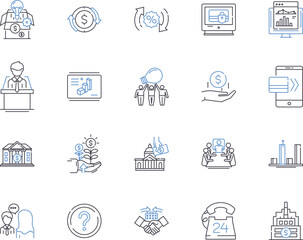 Stocks and bonds outline icons collection. stocks, bonds, investment, securities, equity, debt, market vector and illustration concept set. exchange, trading, broker linear signs