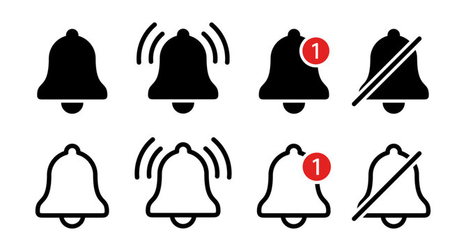 Notification bell icon set