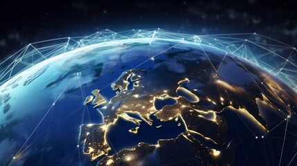 Global Network Connection Over Planet Earth