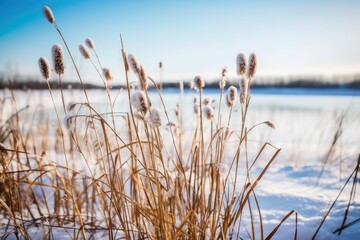 Backdrop: a snow-covered landscape. Generative AI