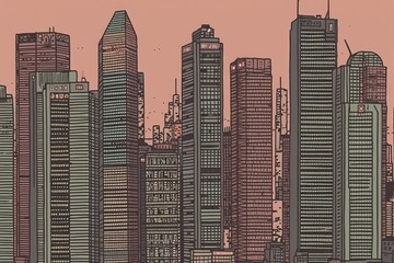 bustling metropolis with skyscrapers and cityscape. Generative AI