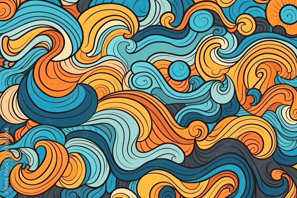 Aufkleber vibrant and dynamic pattern with flowing waves and twisting swirls. generative ai