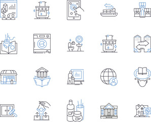 Smart city outline icons collection. Smart, City, Intelligent, Automated, Connected, Sustainable, Technological vector and illustration concept set. Urban, Responsive, Smartphones linear signs