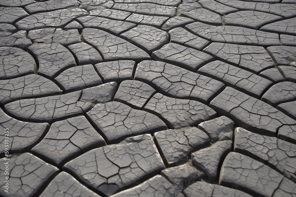 Poster detailed close-up view of a textured cobblestone pavement. generative ai