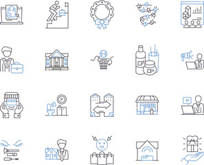Fototapeta na wymiar Community centers outline icons collection. Community, Centers, Community-Centers, Fun, Activities, Gatherings, Classes vector and illustration concept set. Recreation, Programs, Centers linear signs