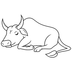 Cartoon buffalo isolated on line art