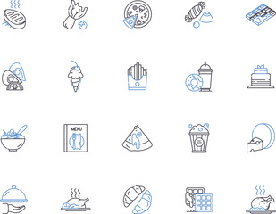 Food outline icons collection. Food, cuisine, diet, delicacy, nutrition, fuel, sustenance vector and illustration concept set. feast, snack, edible linear signs
