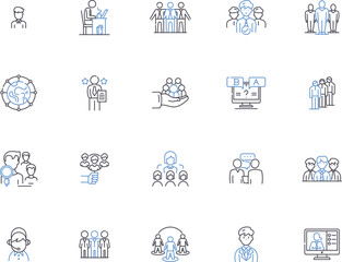 Consulting business outline icons collection. Consulting, Business, Services, Advice, Strategy, Solutions, Solutions vector and illustration concept set. Advice, Analytics, Coaching linear signs