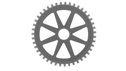 Metal machine gear isolated on transparent background. Cogwheel concept. 3D render