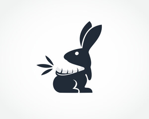 abstract thief bunny rabbit with carrot logo design template illustration inspiration