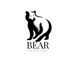 sitting down bear looking back art logo design template illustration inspiration