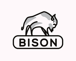 stand line art bison logo design template illustration inspiration © ShiipArts