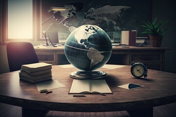 Globalization business concept and a businessman's desk. Generative AI