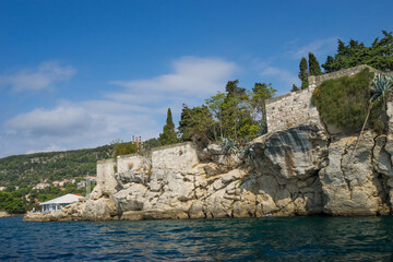 Fototapeta na wymiar Marjan park seen from the sea in Split. Croatia