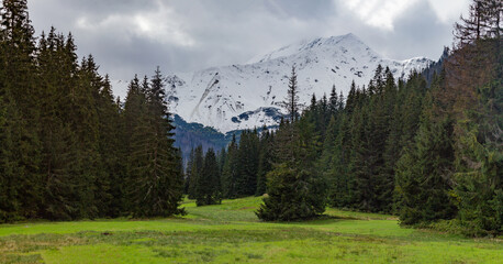 View of the Western Tatras from the Koscieliska Valley and the Iwaniecka Pass