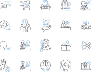 Office career outline icons collection. Office, Career, Administrative, Professional, Manager, Clerk, Executive vector and illustration concept set. Secretary, Accounting, Records linear signs