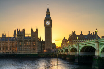 Fototapeta na wymiar Big Ben at sunset in London