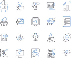 Innovation outline icons collection. Innovate, Creativity, Advancement, Novelty, Improvement, Invention, Modernization vector and illustration concept set. Transformation, Progress, Origination linear